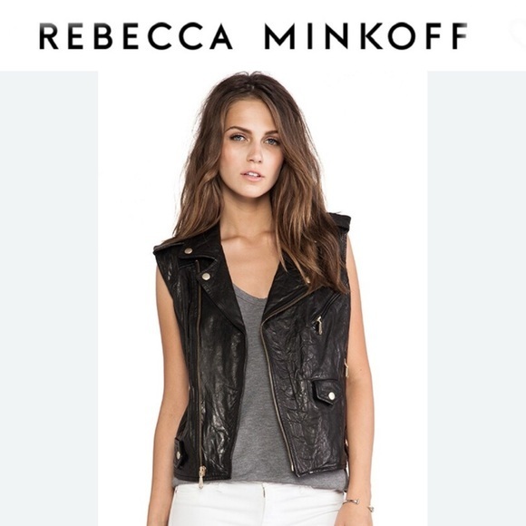 Rebecca Minkoff Leandra Lambskin Leather Vest In Black Sz Xs Nwt 335$
